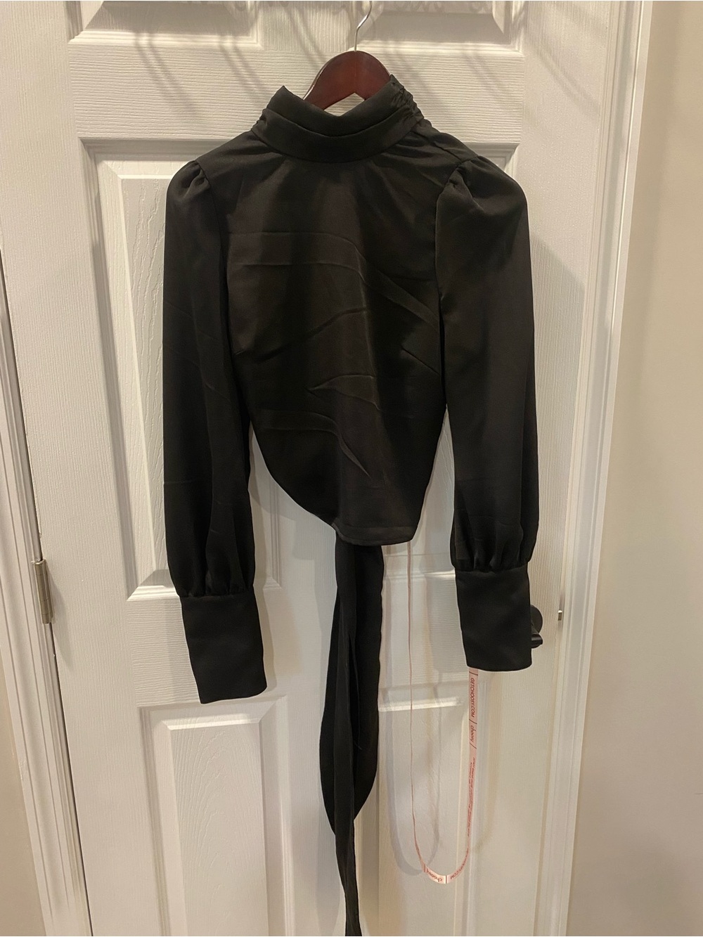 NWT Choosy Black Open Back Long Sleeve Blouse - US 8